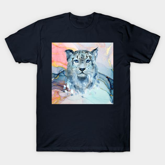 Painted Snow Leopard T-Shirt by LylaLace Studio